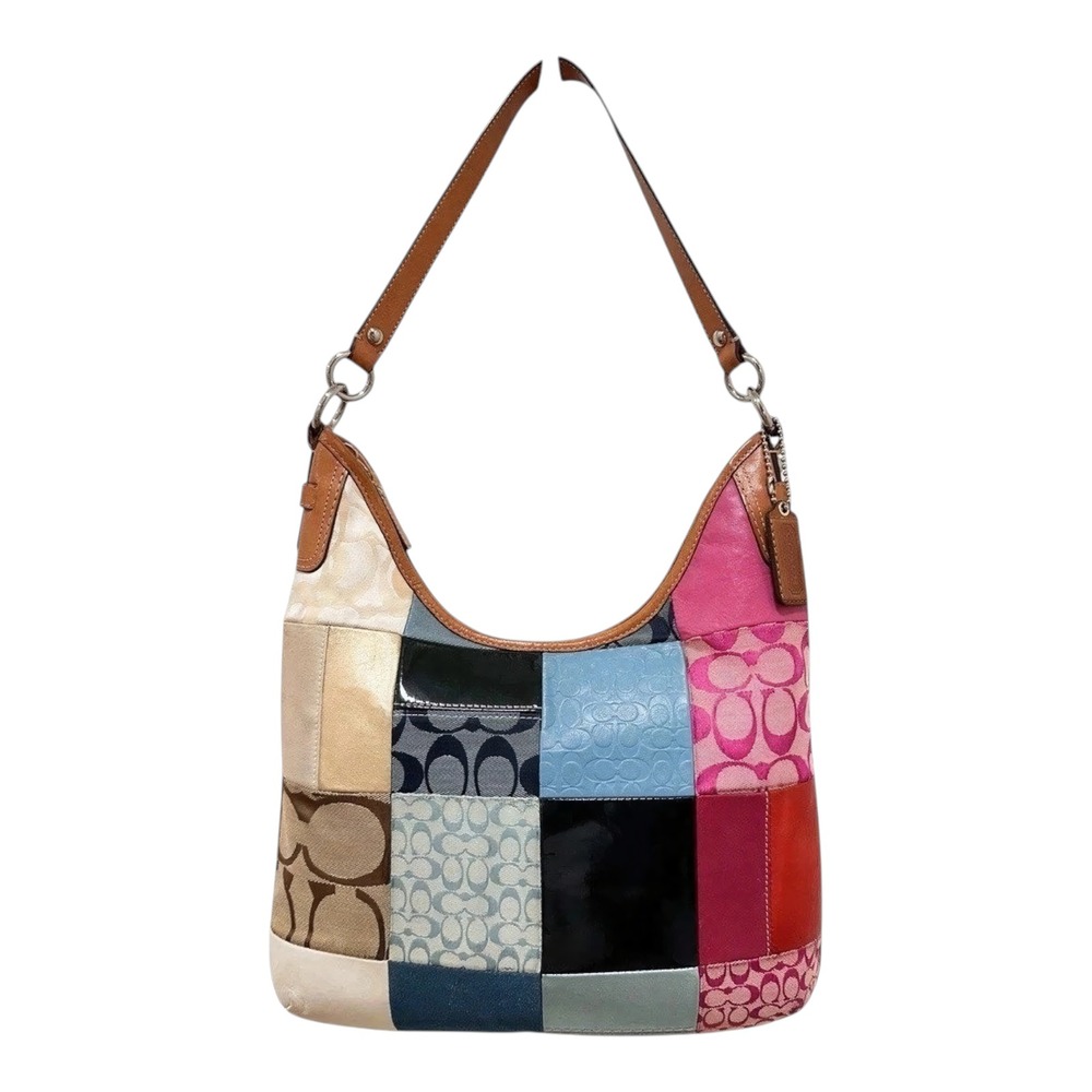 Coach Patchwork Convertible Hobo Shoulder Crossbody Bag Multicolor F14650